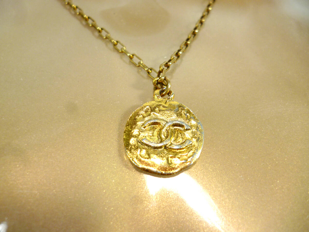 Chanel CC Pendant Necklace, Gilt Ring Pendant, Vintage, view 2
