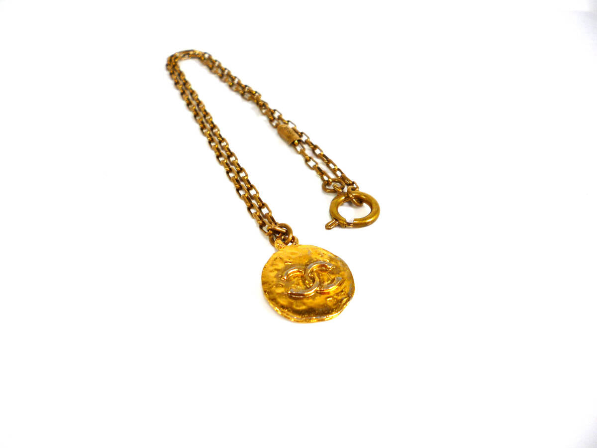 Chanel CC Pendant Necklace, Gilt Ring Pendant, Vintage, view 4