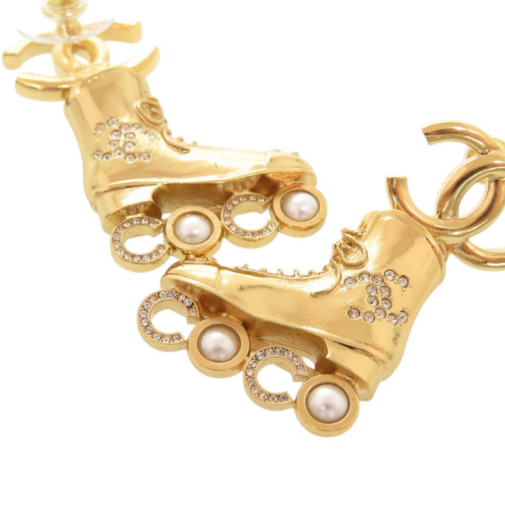 Chanel Roller Skate Drop Earrings, Faux Pearl Wheels, Gold Tone, Cruise 2024 (24C), Unused, with Box, view 4