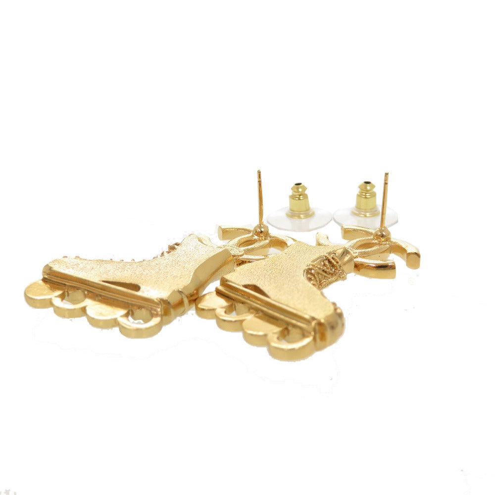 Chanel Roller Skate Drop Earrings, Faux Pearl Wheels, Gold Tone, Cruise 2024 (24C), Unused, with Box, view 5