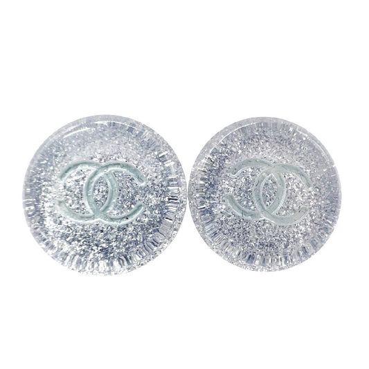 Chanel Clear Glitter Disc Clip-On Earrings, Autumn 2000 (00A), Boxed, view 1