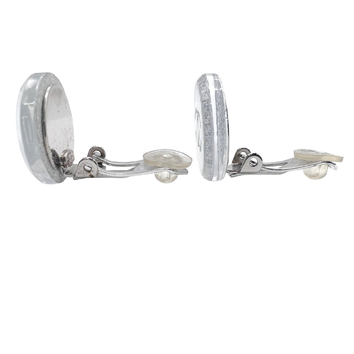 Chanel Clear Glitter Disc Clip-On Earrings, Autumn 2000 (00A), Boxed, view 3