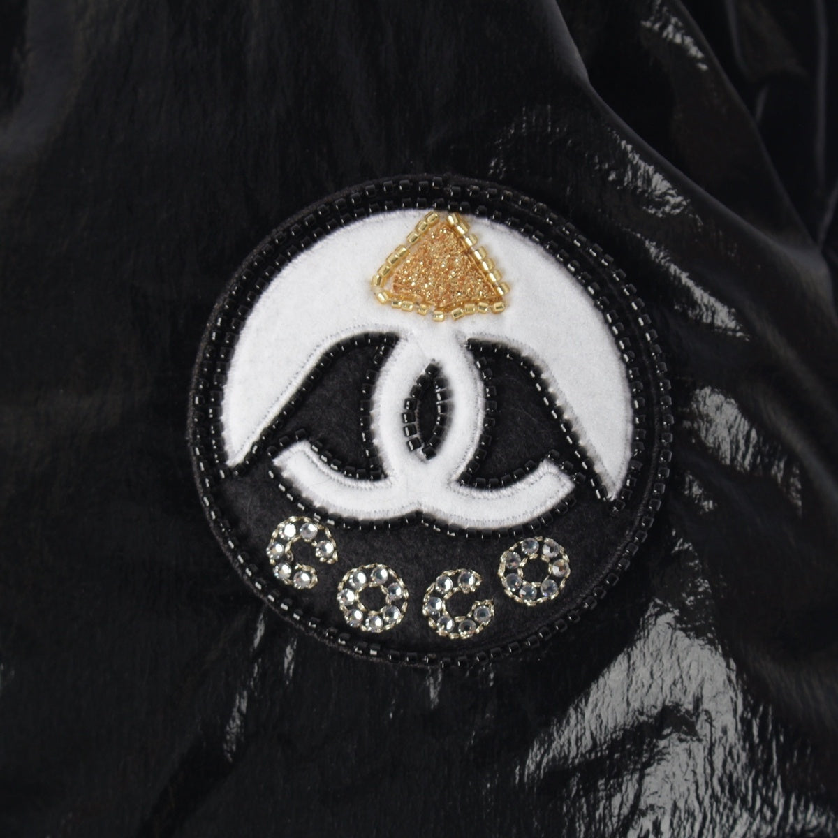 Chanel Coco Neige 2025/26 Puffer Down Jacket with Hood, Black and Ivory, CC Crystal Patch, Size 42, view 8