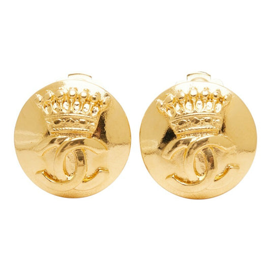 Chanel Crowned CC Clip-On Earrings, Polished Gilt, Autumn 1996 (96A), view 1