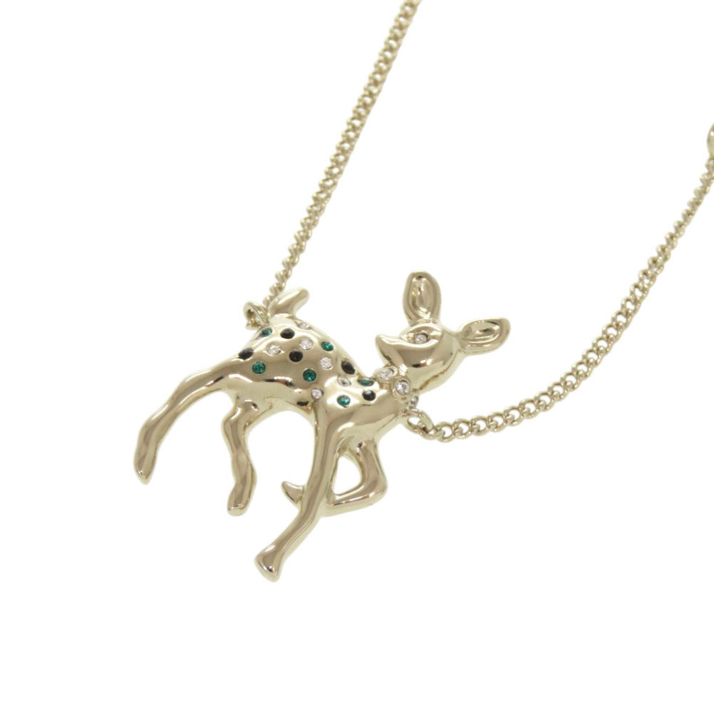 Chanel Fawn Pendant Necklace, Crystal-Set Deer with CC Chain, Gold Tone, with Box, view 5