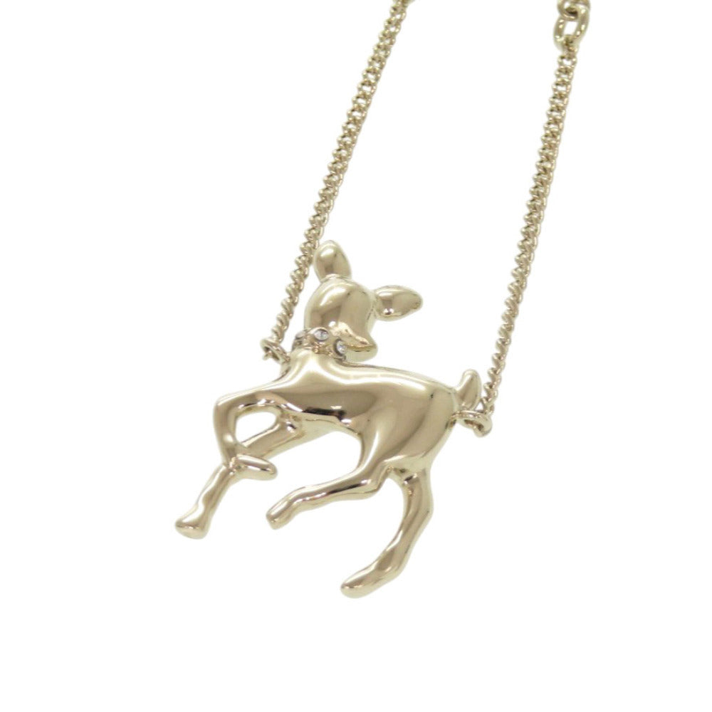 Chanel Fawn Pendant Necklace, Crystal-Set Deer with CC Chain, Gold Tone, with Box, view 6