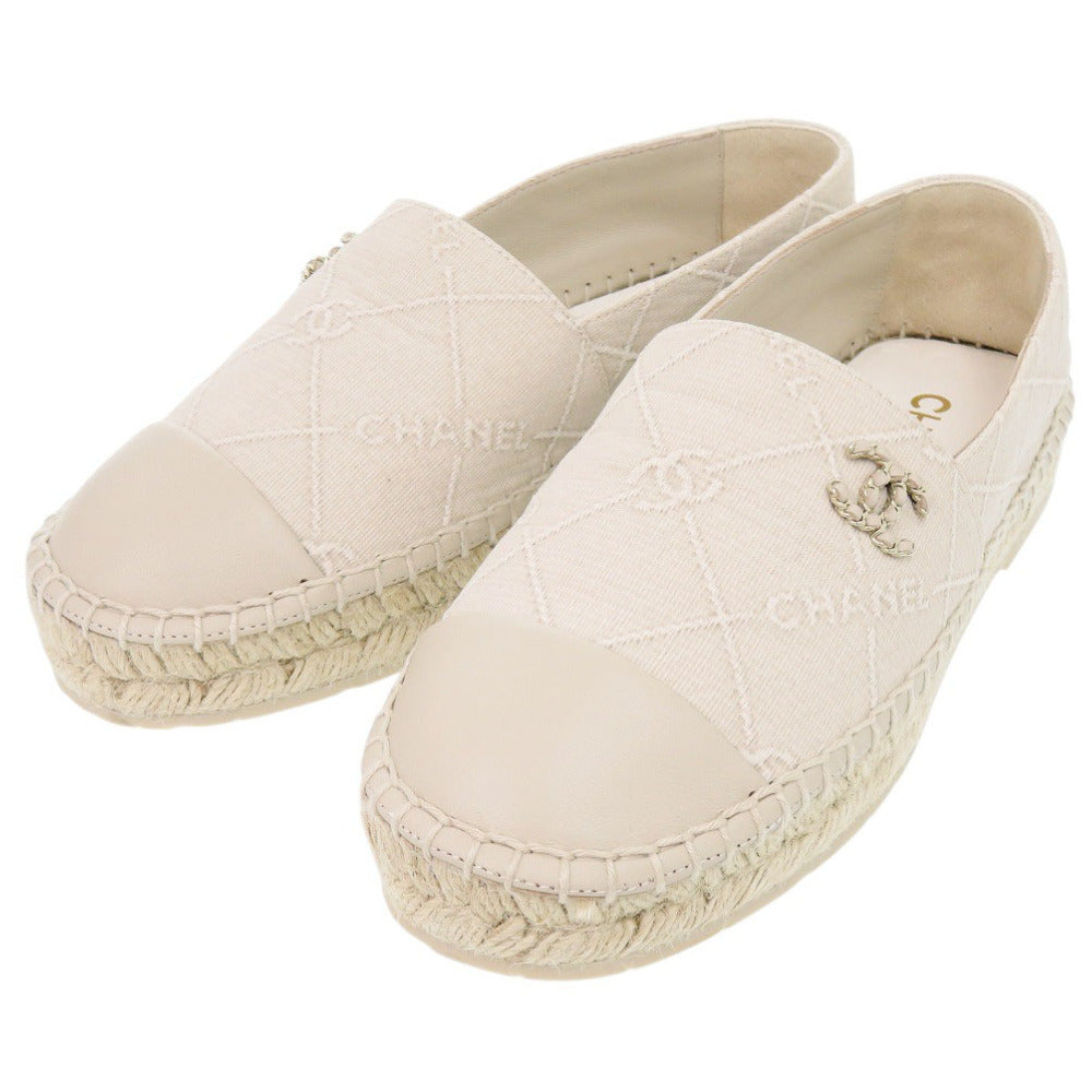 Chanel Espadrilles, Ivory Quilted Lambskin with Tonal CC, Size 36, view 1