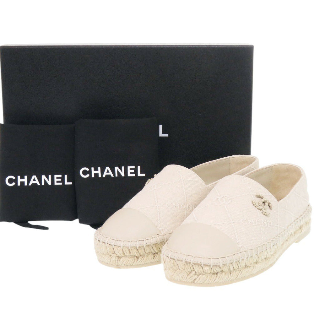 Chanel Espadrilles, Ivory Quilted Lambskin with Tonal CC, Size 36, view 2