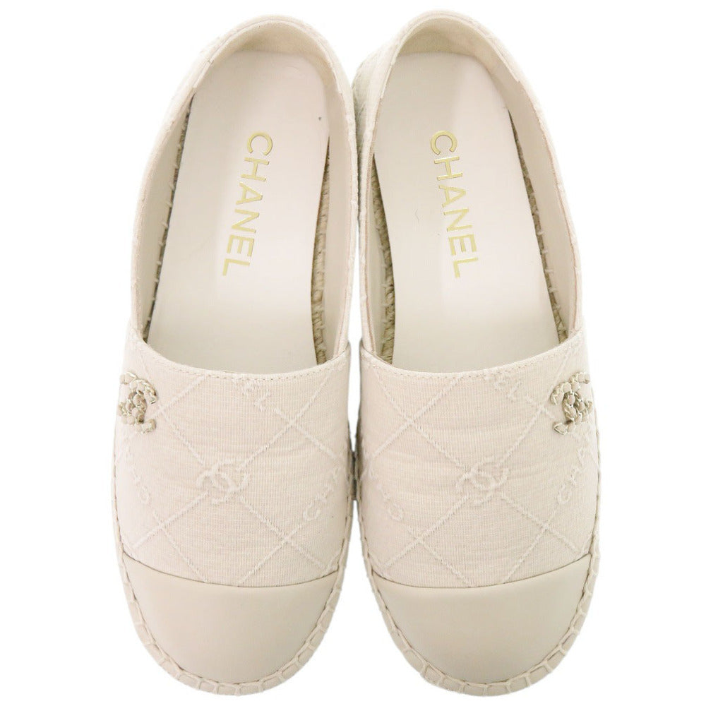 Chanel Espadrilles, Ivory Quilted Lambskin with Tonal CC, Size 36, view 3