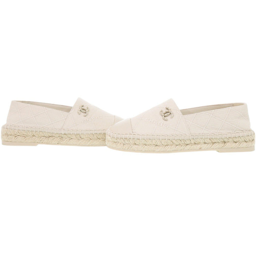 Chanel Espadrilles, Ivory Quilted Lambskin with Tonal CC, Size 36, view 7