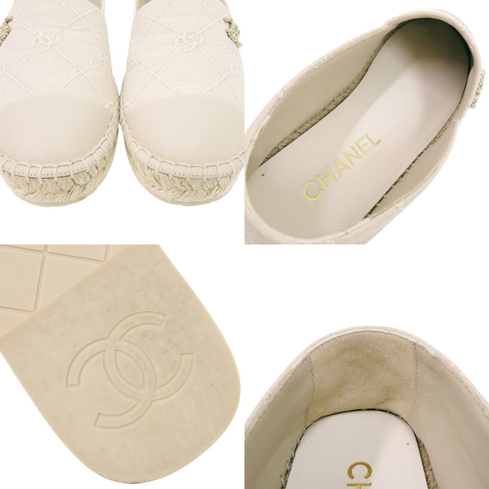 Chanel Espadrilles, Ivory Quilted Lambskin with Tonal CC, Size 36, view 8