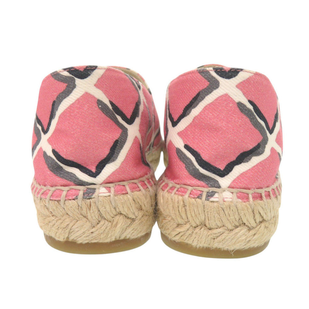 Chanel Espadrilles, Pink Lattice-Print Canvas with Black Cap Toe, Size 38, view 3