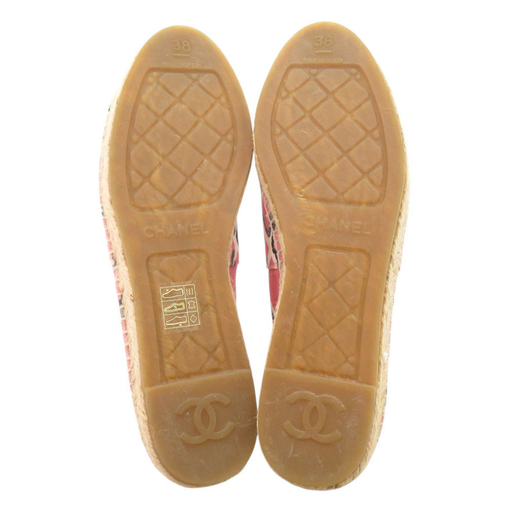 Chanel Espadrilles, Pink Lattice-Print Canvas with Black Cap Toe, Size 38, view 4