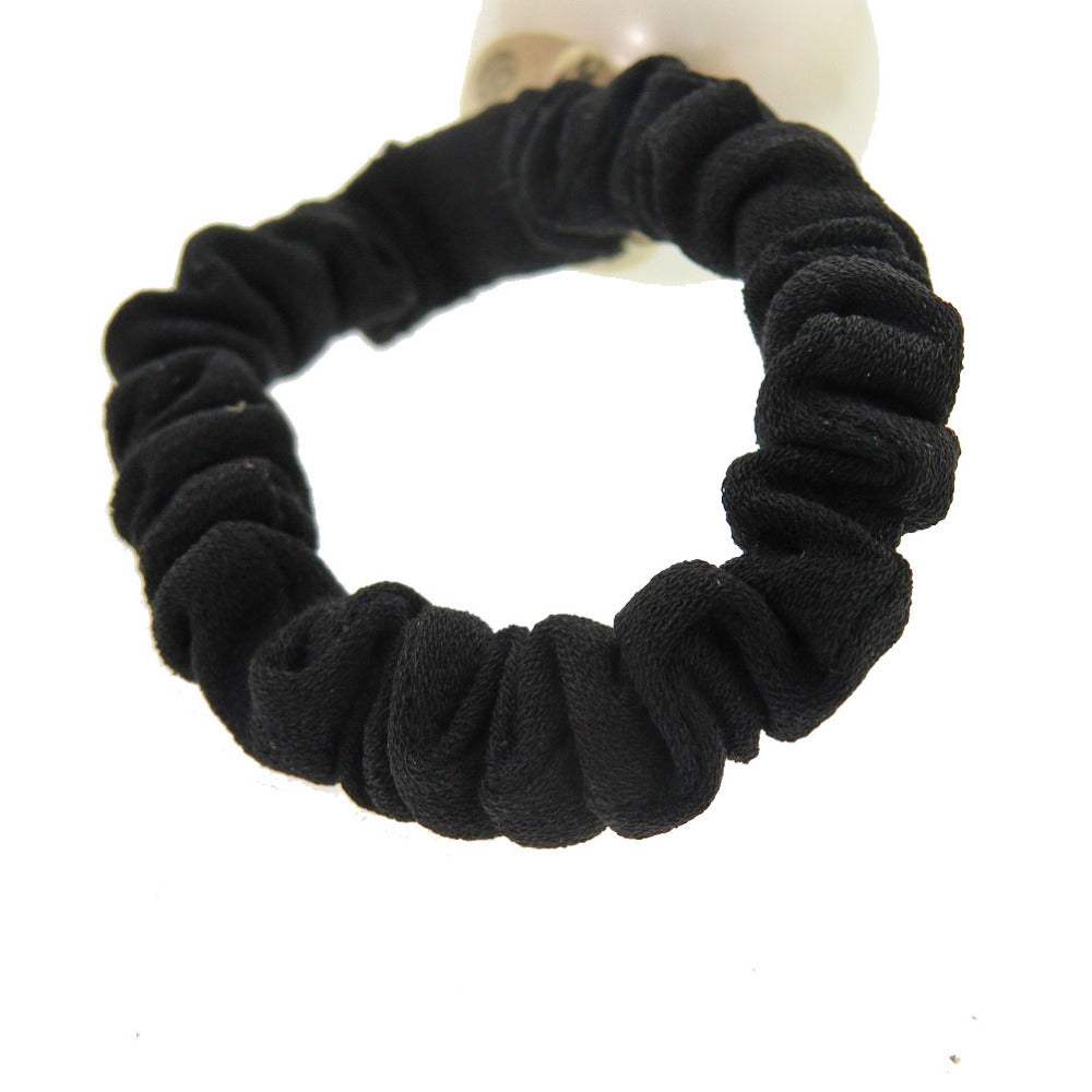 Chanel Faux Pearl Hair Tie, Black Elastic Scrunchie with CC, 35 mm, view 4