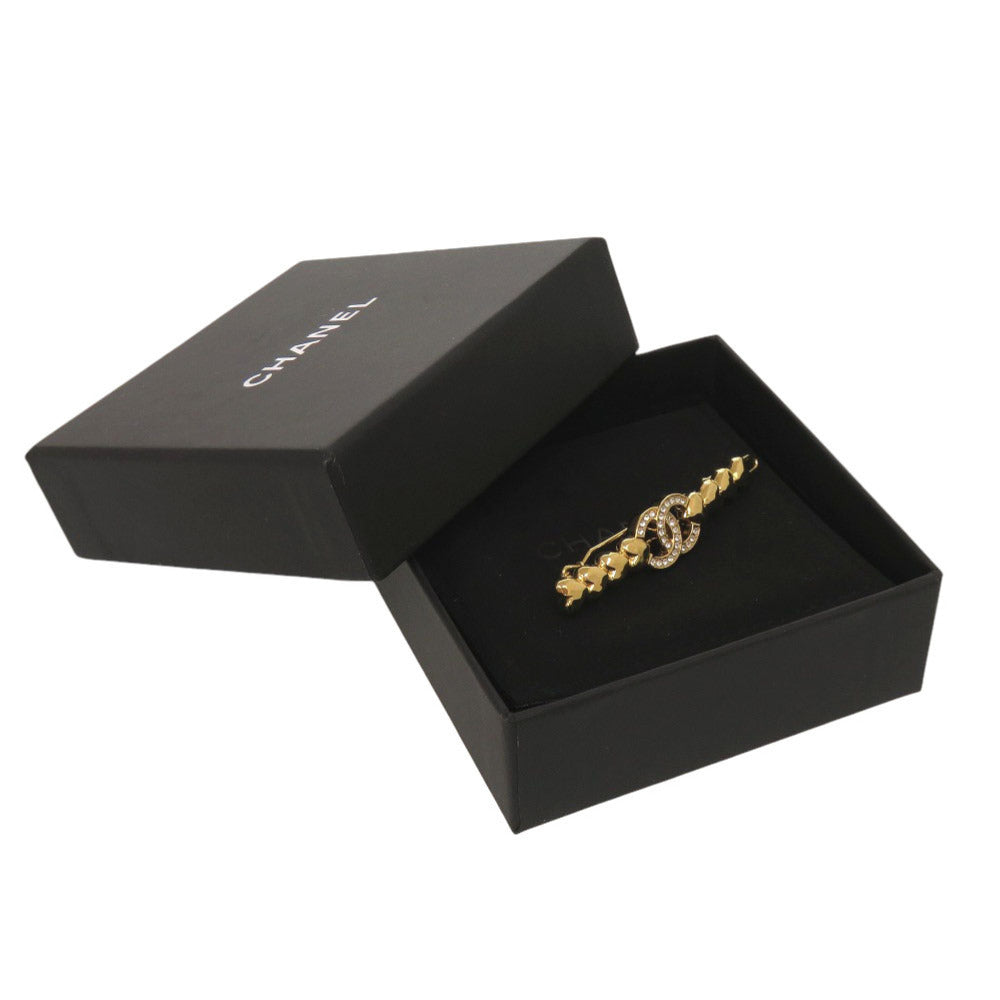 Chanel Heart Chain Crystal CC Hair Pin, Gold Tone, Spring 2023 (23P), with Box, view 2