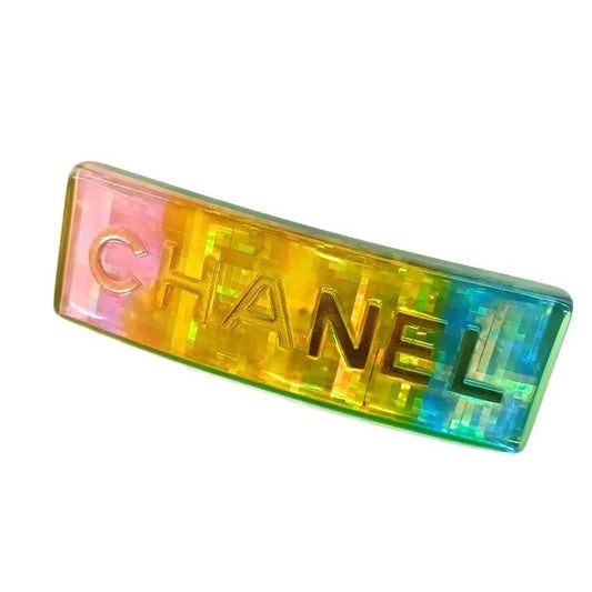 Chanel Holographic Logo Barrette, Rainbow Resin, Spring 1997 (97P), view 1