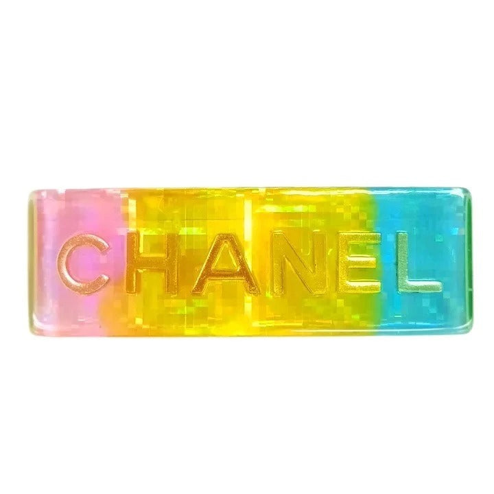 Chanel Holographic Logo Barrette, Rainbow Resin, Spring 1997 (97P), view 2