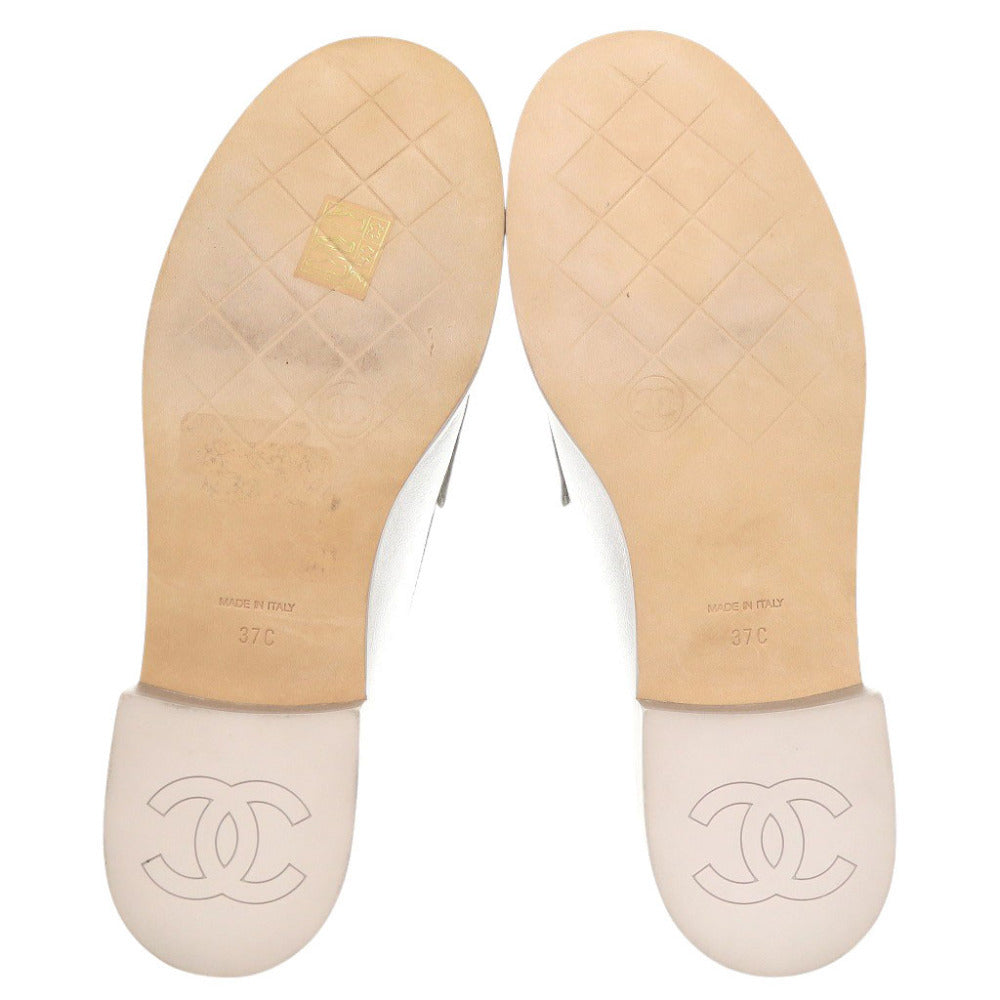 Chanel Loafers, Silver Metallic Leather with Gold CC, Unworn, Size 37C, view 5