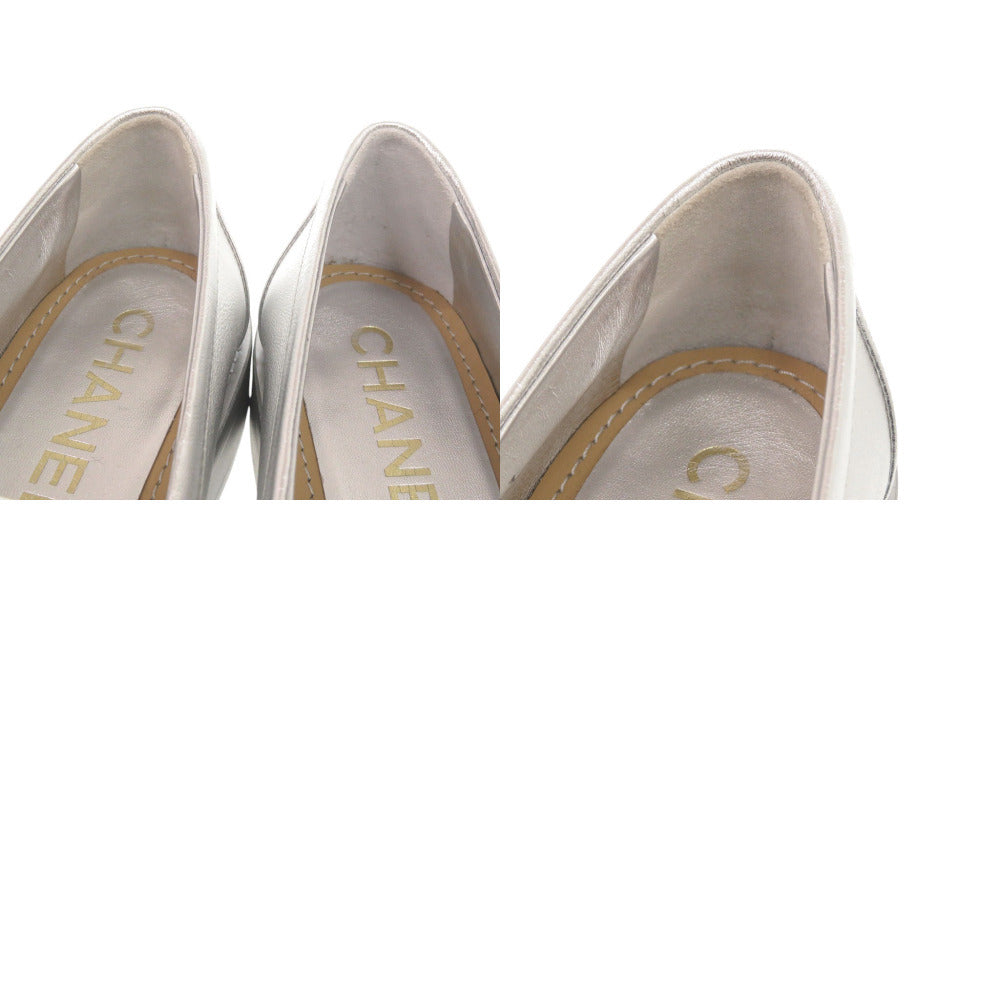 Chanel Loafers, Silver Metallic Leather with Gold CC, Unworn, Size 37C, view 10