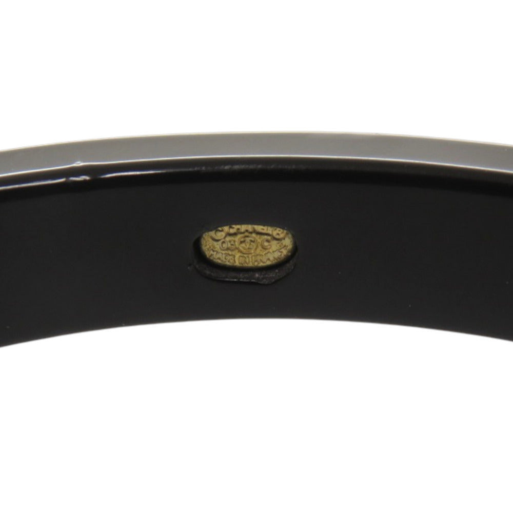 Chanel Logo Bangle, Black Resin Studded with Faux Pearls, Made in France, view 5