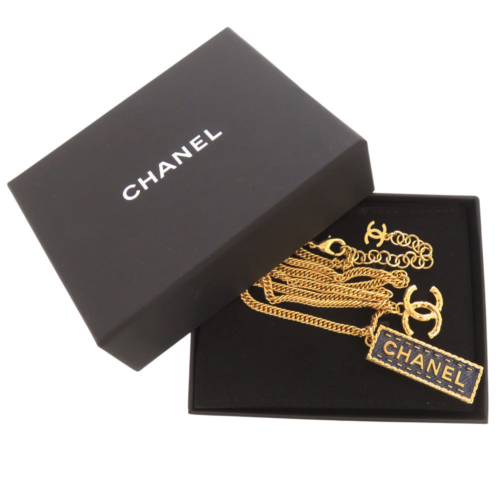 Chanel Logo Plate Pendant Necklace, Black Enamel and Gold Tone, Spring 2024 (24P), with Box, view 2