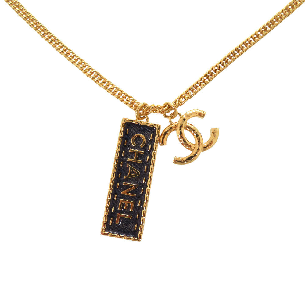 Chanel Logo Plate Pendant Necklace, Black Enamel and Gold Tone, Spring 2024 (24P), with Box, view 4