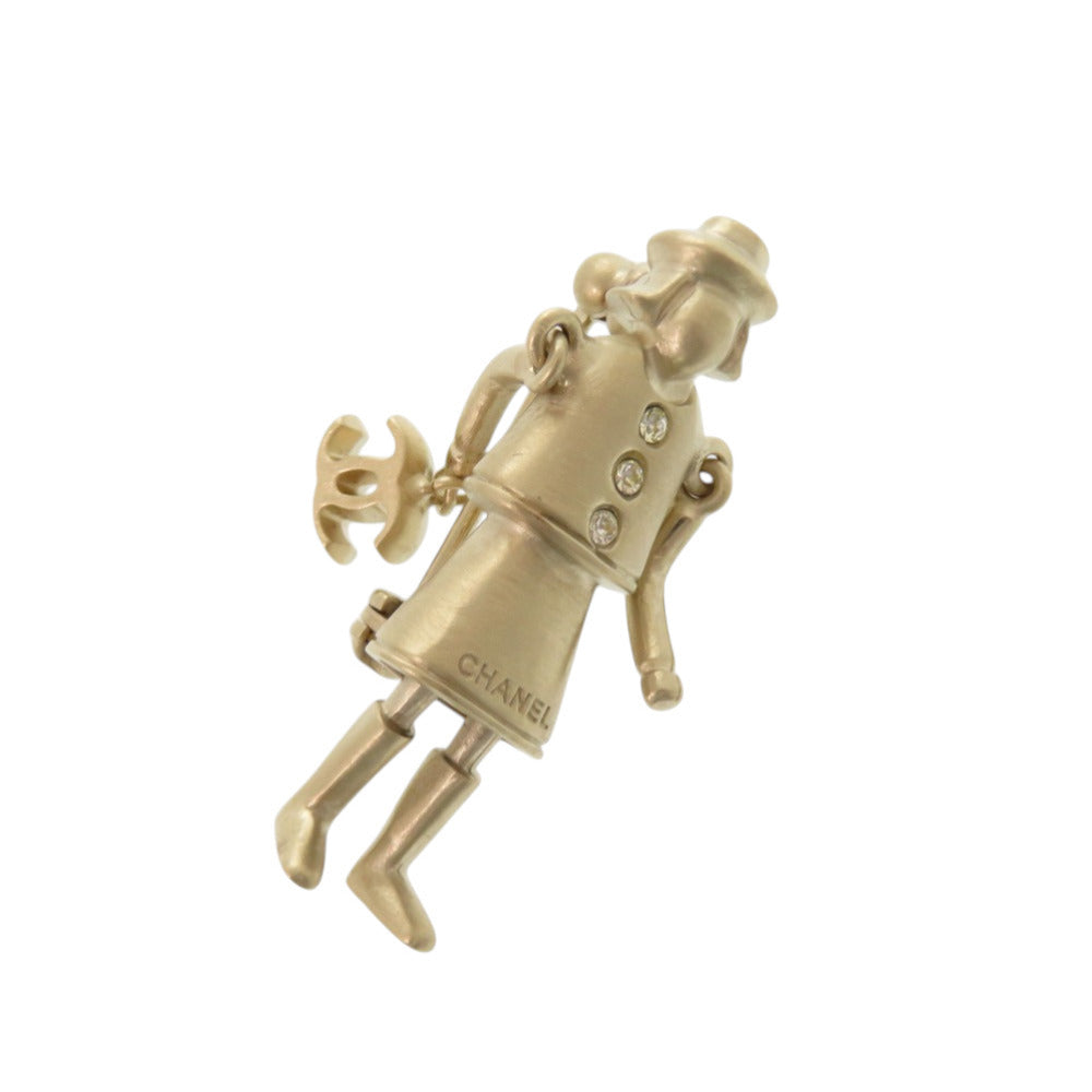 Chanel Mademoiselle Coco Doll Brooch, Champagne Gold Tone with Crystal, Autumn 2005 (05A), with Box, view 1