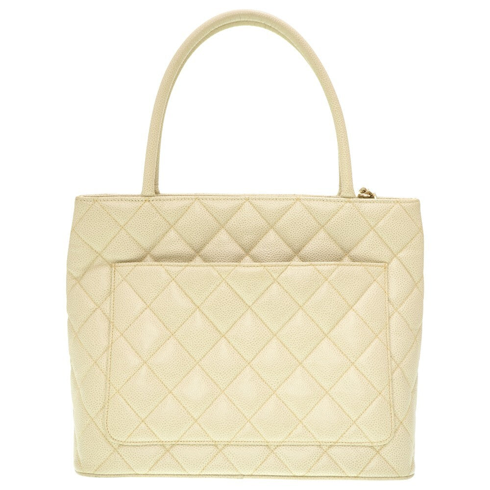 Chanel Medallion Tote, Ivory-Grey Caviar Leather, CC Medallion Zip Pull, Circa 2002, view 3