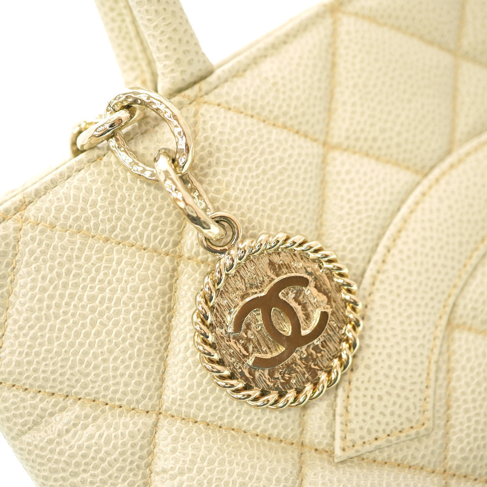 Chanel Medallion Tote, Ivory-Grey Caviar Leather, CC Medallion Zip Pull, Circa 2002, view 6
