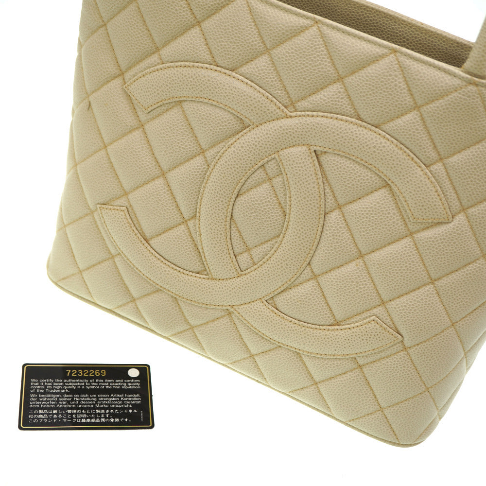 Chanel Medallion Tote, Ivory-Grey Caviar Leather, CC Medallion Zip Pull, Circa 2002, view 7