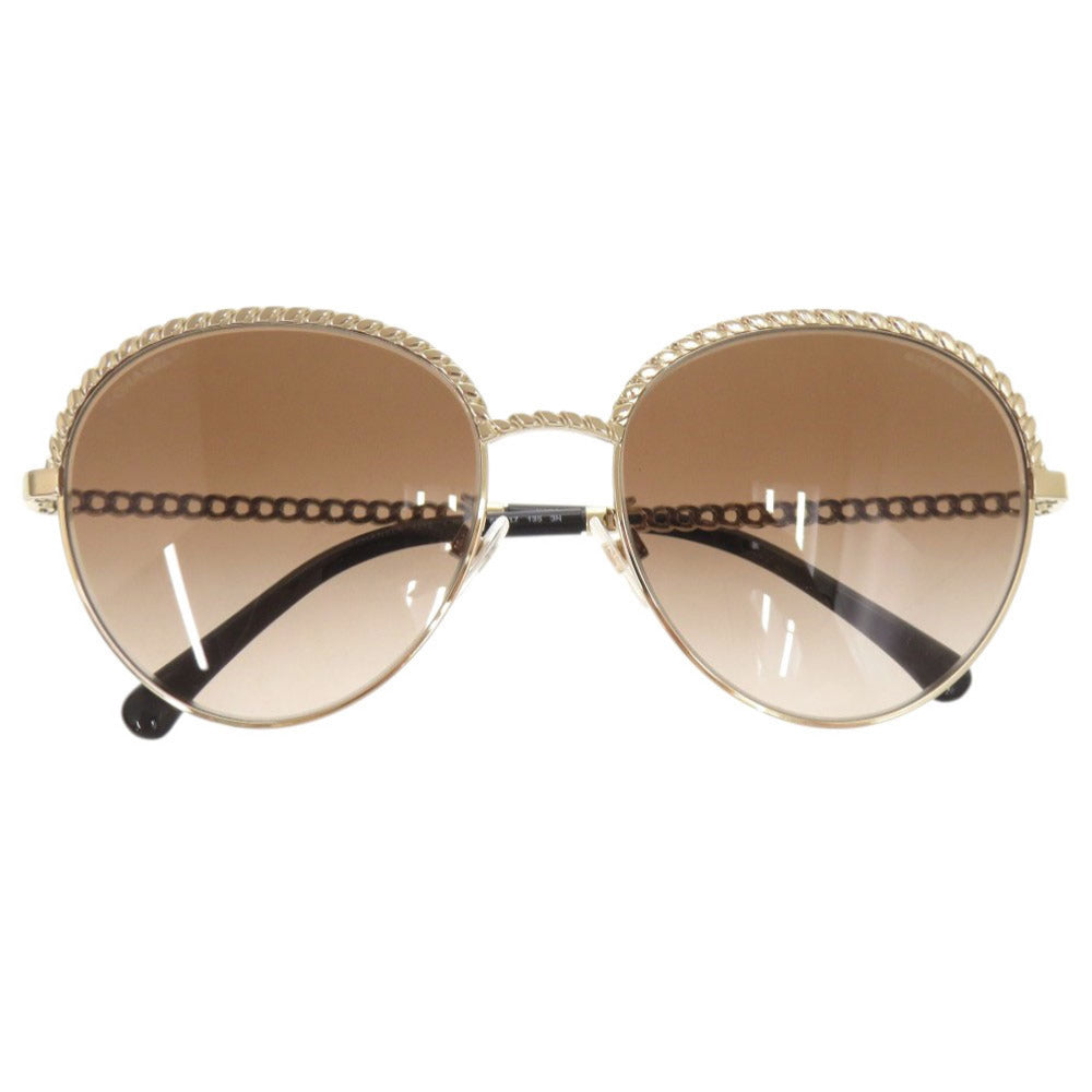 Chanel Pantos Sunglasses, Chain-Link Rims, Gold and Brown Gradient, with Case, view 1