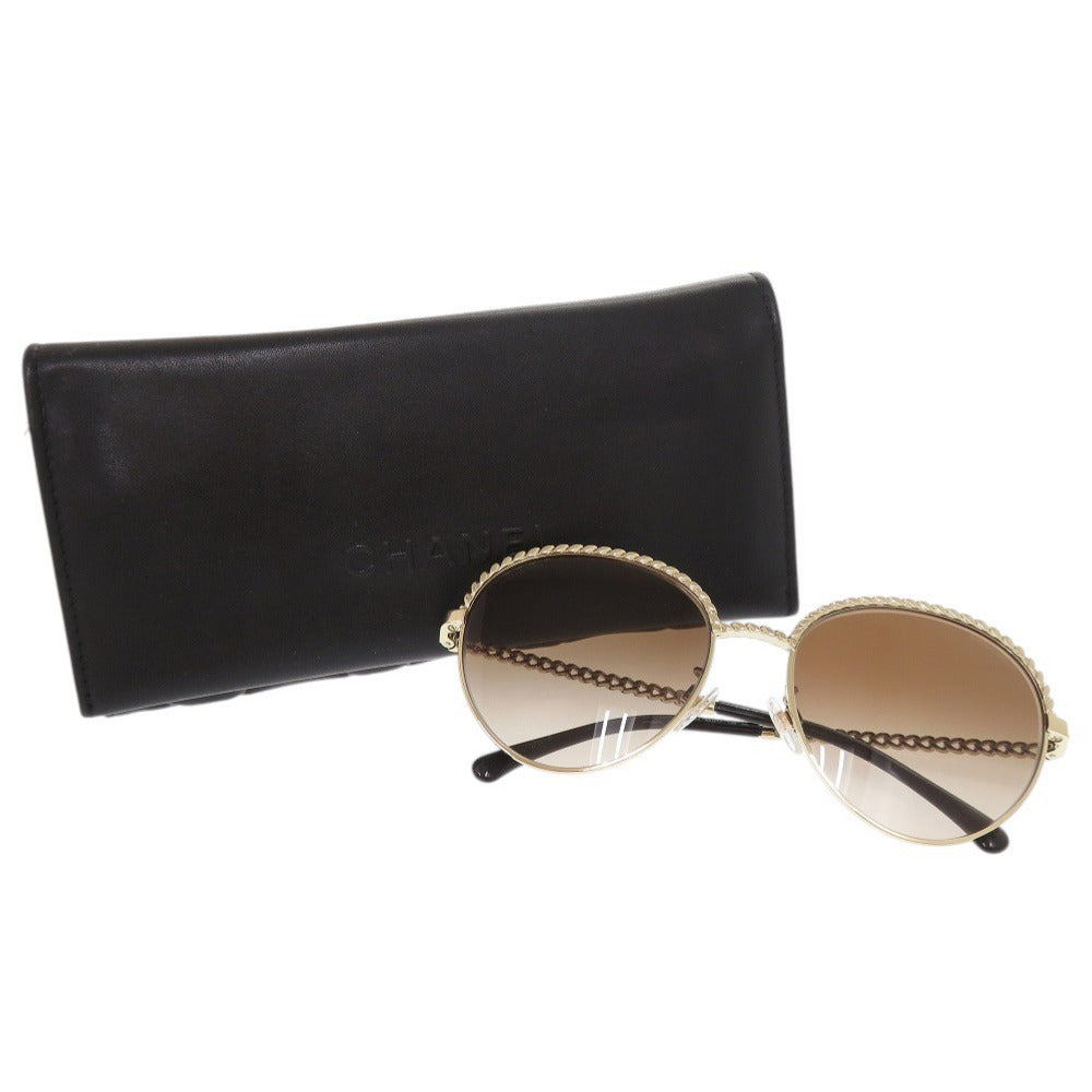 Chanel Pantos Sunglasses, Chain-Link Rims, Gold and Brown Gradient, with Case, view 2