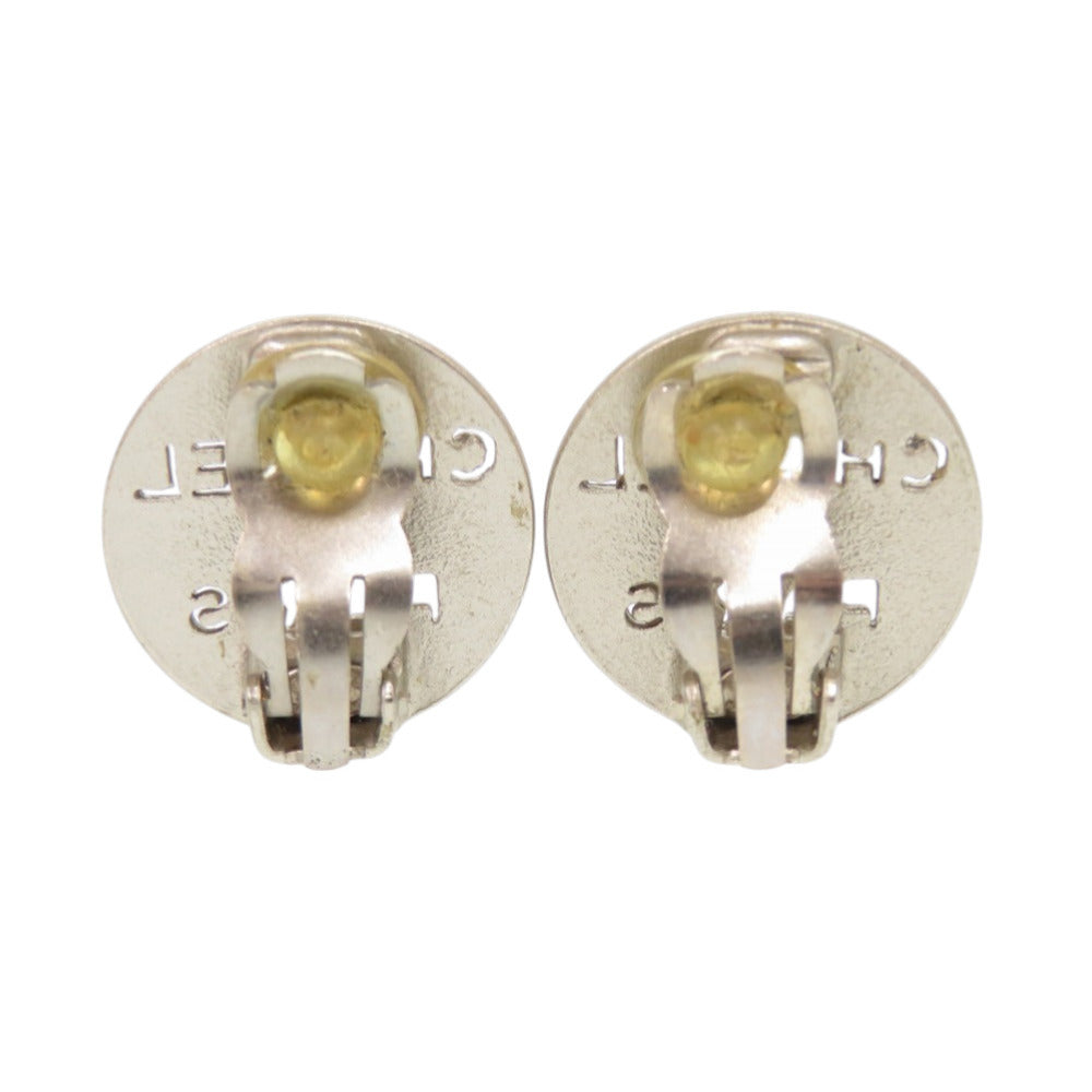 Chanel Paris Logo Disc Clip-On Earrings, Silver Tone, Cruise 2000 (00C), view 2
