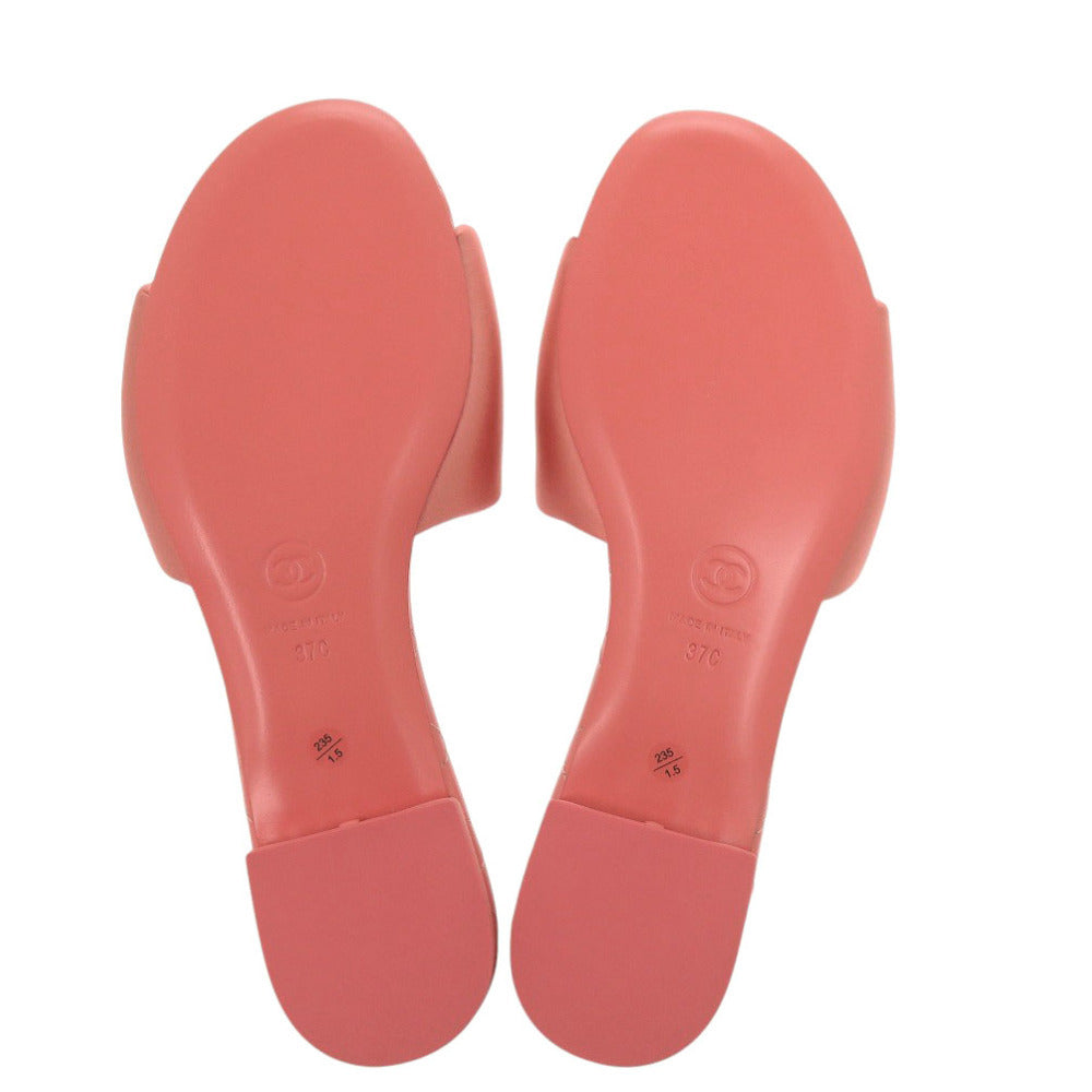 Chanel Satin Slides, Pink Quilted Band with Gold CC, Unused, Size 37, view 8