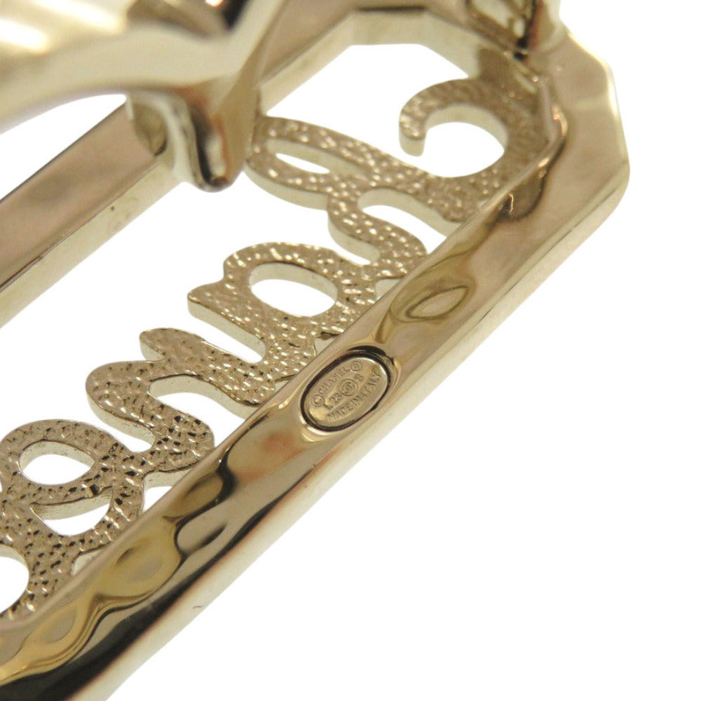 Chanel Script Logo Crystal Double-Finger Ring, Gold Tone, Autumn 2023 (23B), with Box, view 6