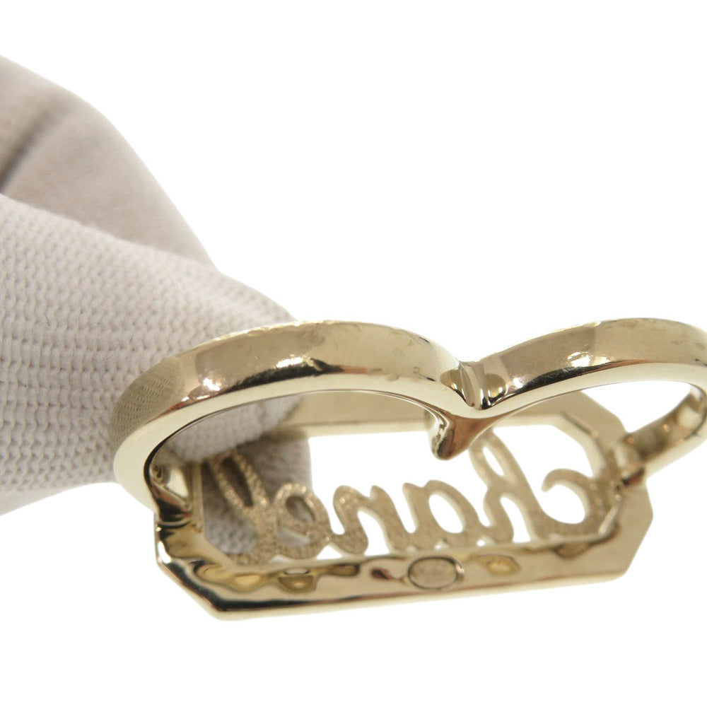 Chanel Script Logo Crystal Double-Finger Ring, Gold Tone, Autumn 2023 (23B), with Box, view 8