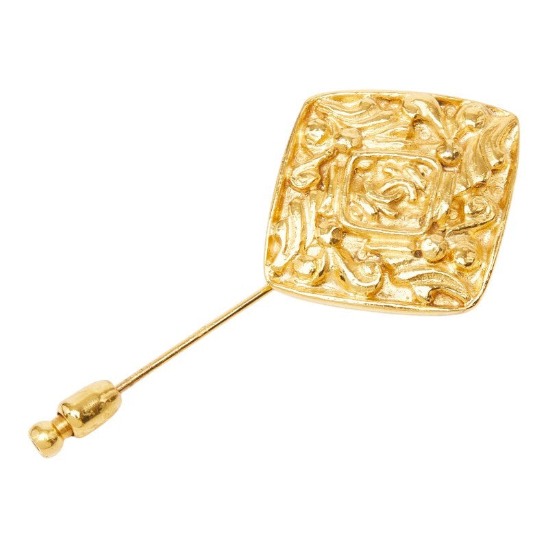 Chanel Textured Lozenge Stick Pin, Gilt Metal, Vintage, Made in France, view 1