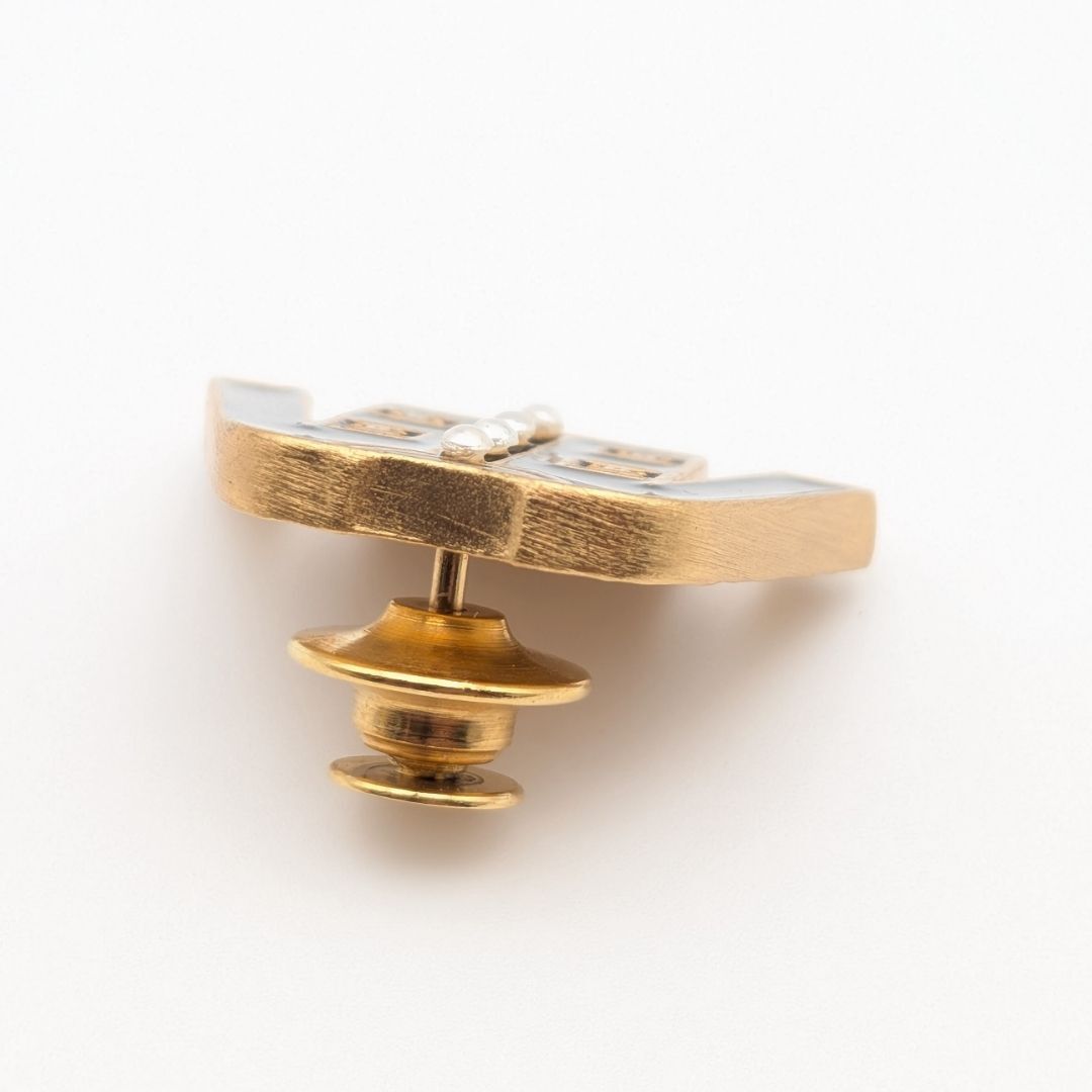 Chanel Black Enamel Jacket Pin Brooch with Faux Pearls, Autumn 2002 (02A), view 2