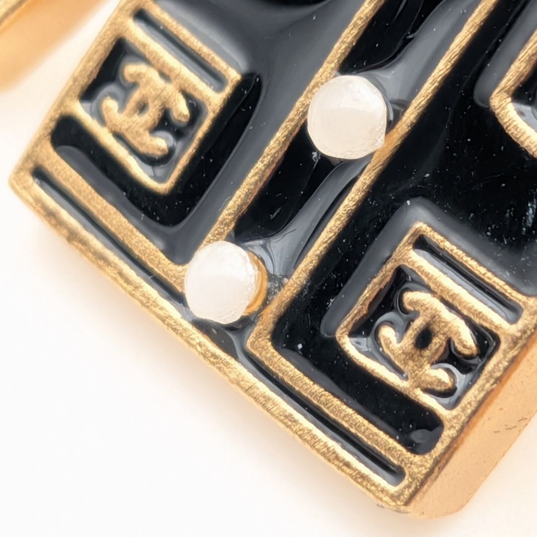 Chanel Black Enamel Jacket Pin Brooch with Faux Pearls, Autumn 2002 (02A), view 4