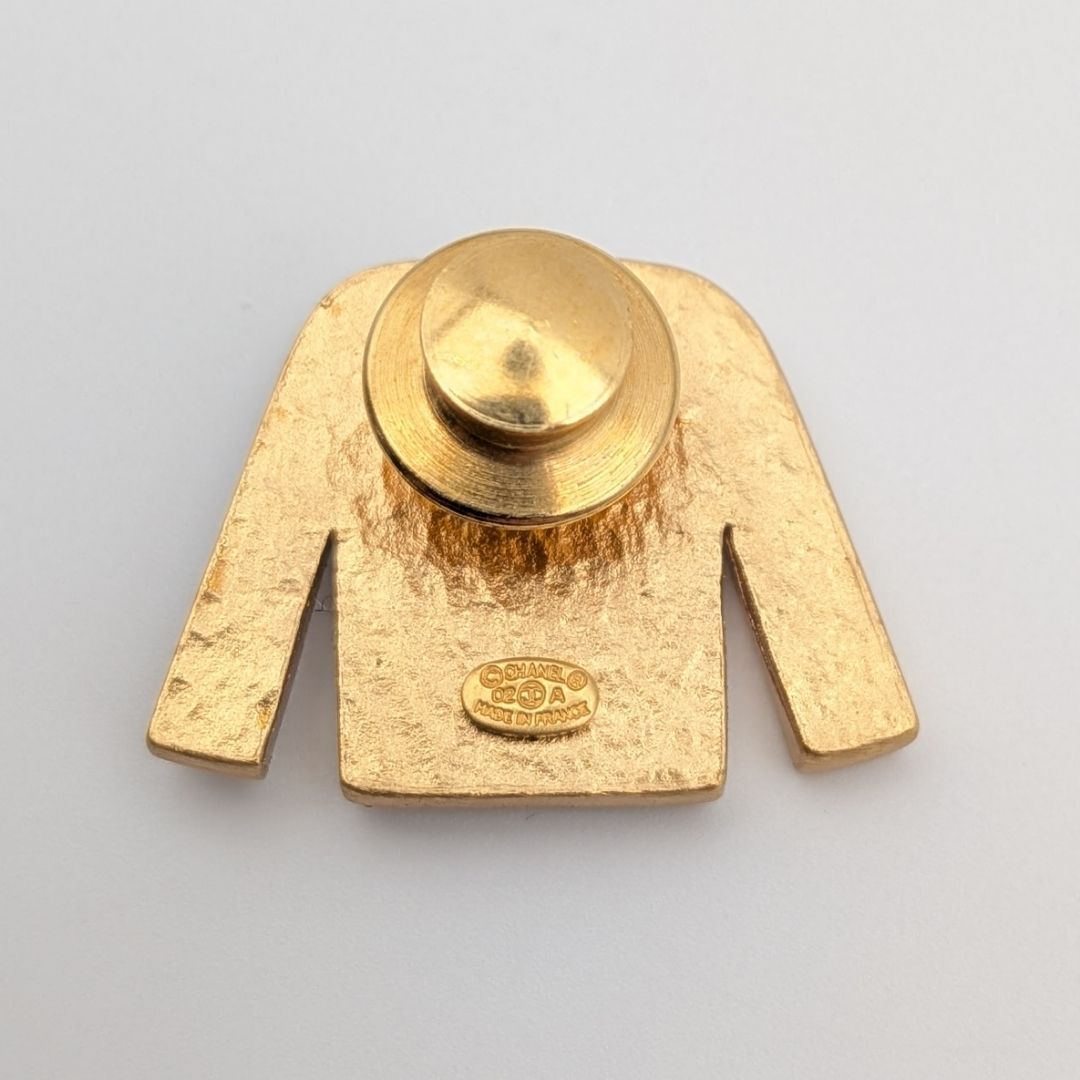 Chanel Black Enamel Jacket Pin Brooch with Faux Pearls, Autumn 2002 (02A), view 5