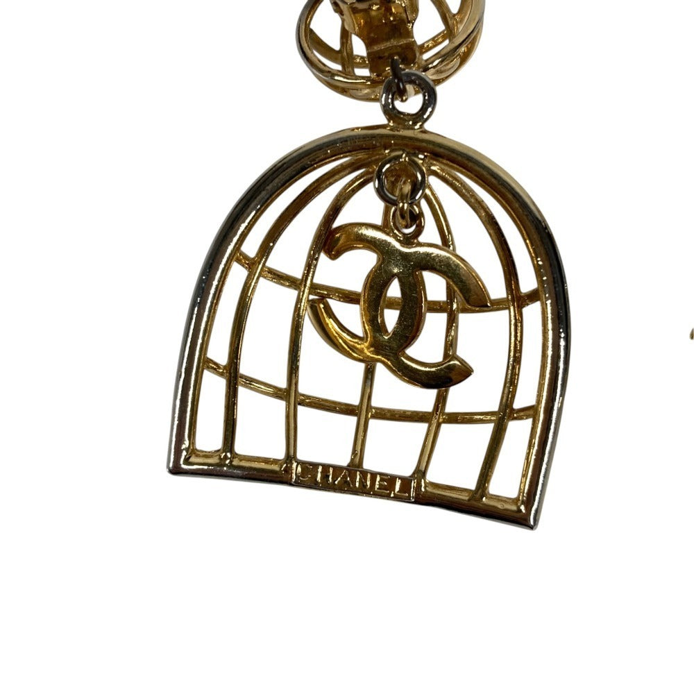 Chanel Vintage Birdcage CC Clip-On Drop Earrings, Gold Tone, Large Statement Pair, view 7