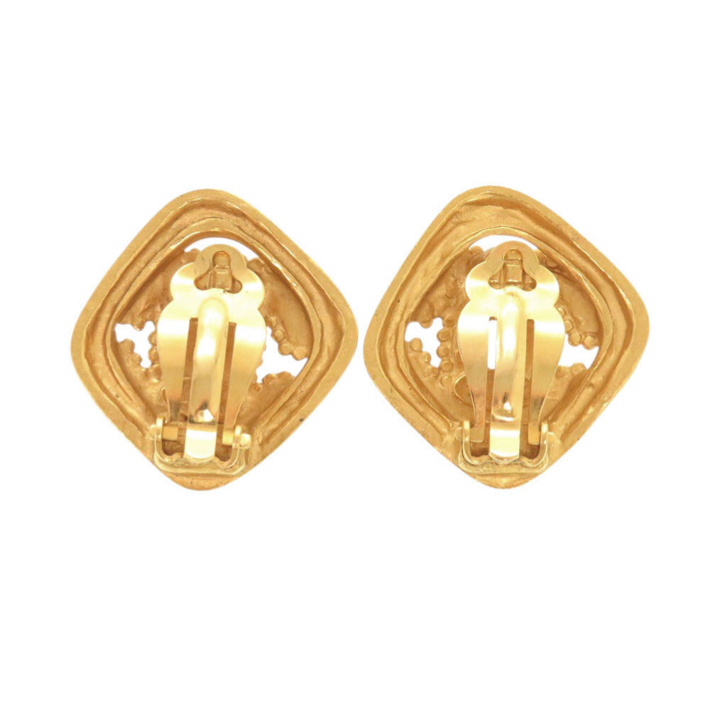 Chanel Vintage CC Openwork Diamond-Shape Clip-On Earrings, Gold Tone, Autumn 1996, view 2