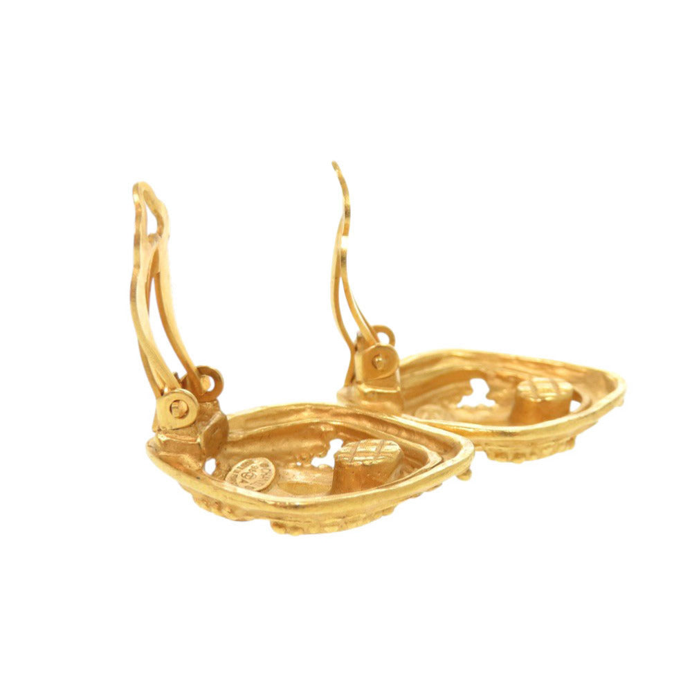 Chanel Vintage CC Openwork Diamond-Shape Clip-On Earrings, Gold Tone, Autumn 1996, view 3