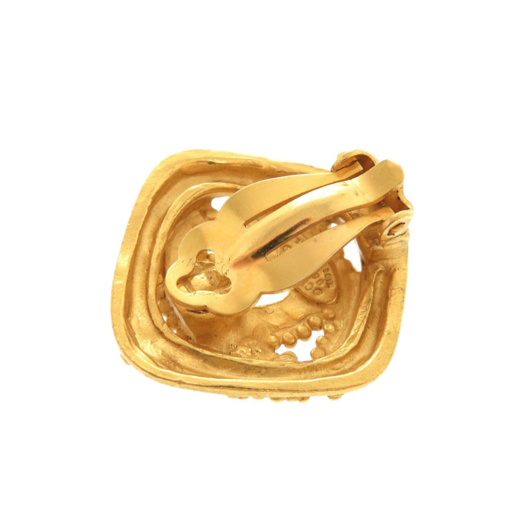 Chanel Vintage CC Openwork Diamond-Shape Clip-On Earrings, Gold Tone, Autumn 1996, view 9