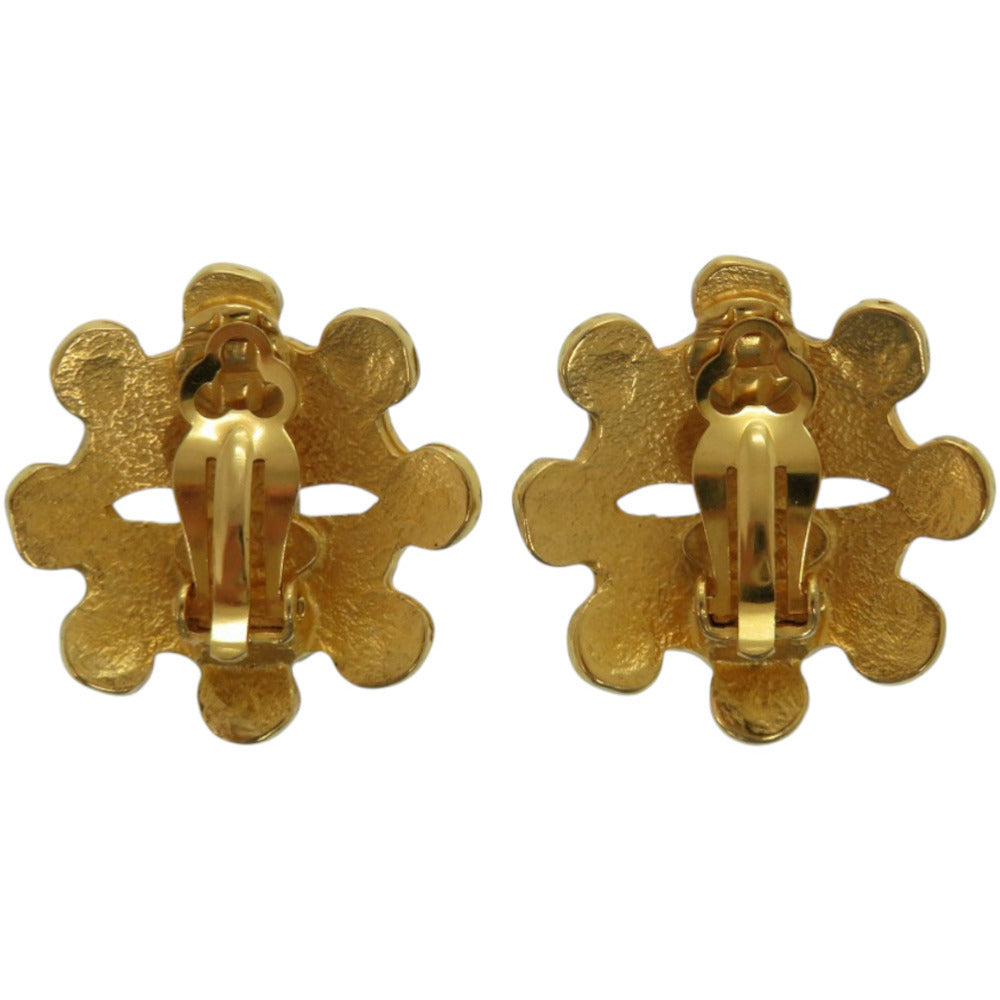 Chanel Vintage CC Flower Clip-On Earrings, Gold Tone, view 2