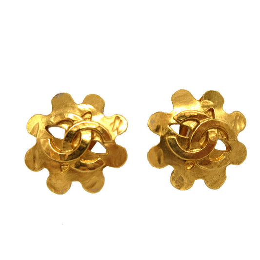 Chanel Vintage CC Flower Clip-On Earrings, Gold Tone, Spring 1994 (94P), view 1