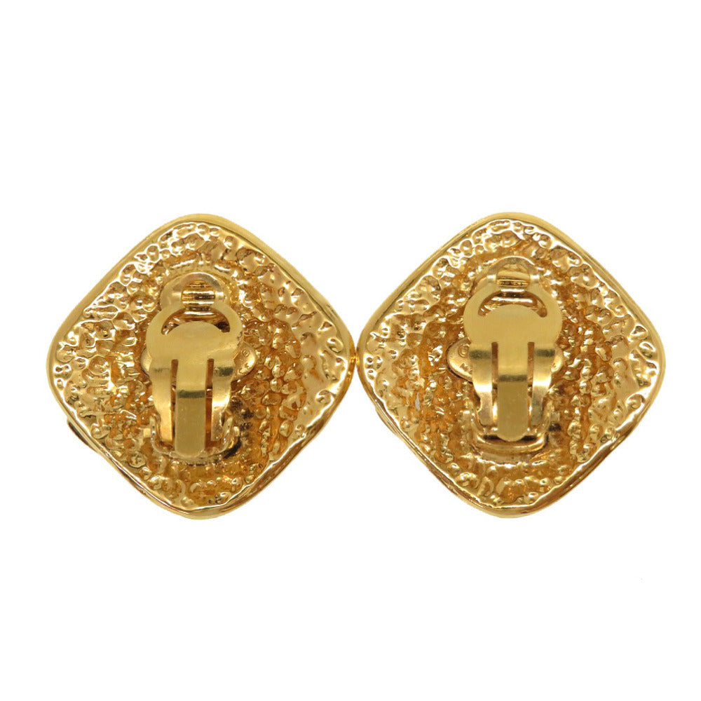Chanel Vintage CC Hammered Lozenge Clip-On Earrings, Gold Tone, Spring 1994 (94P), with Box, view 2