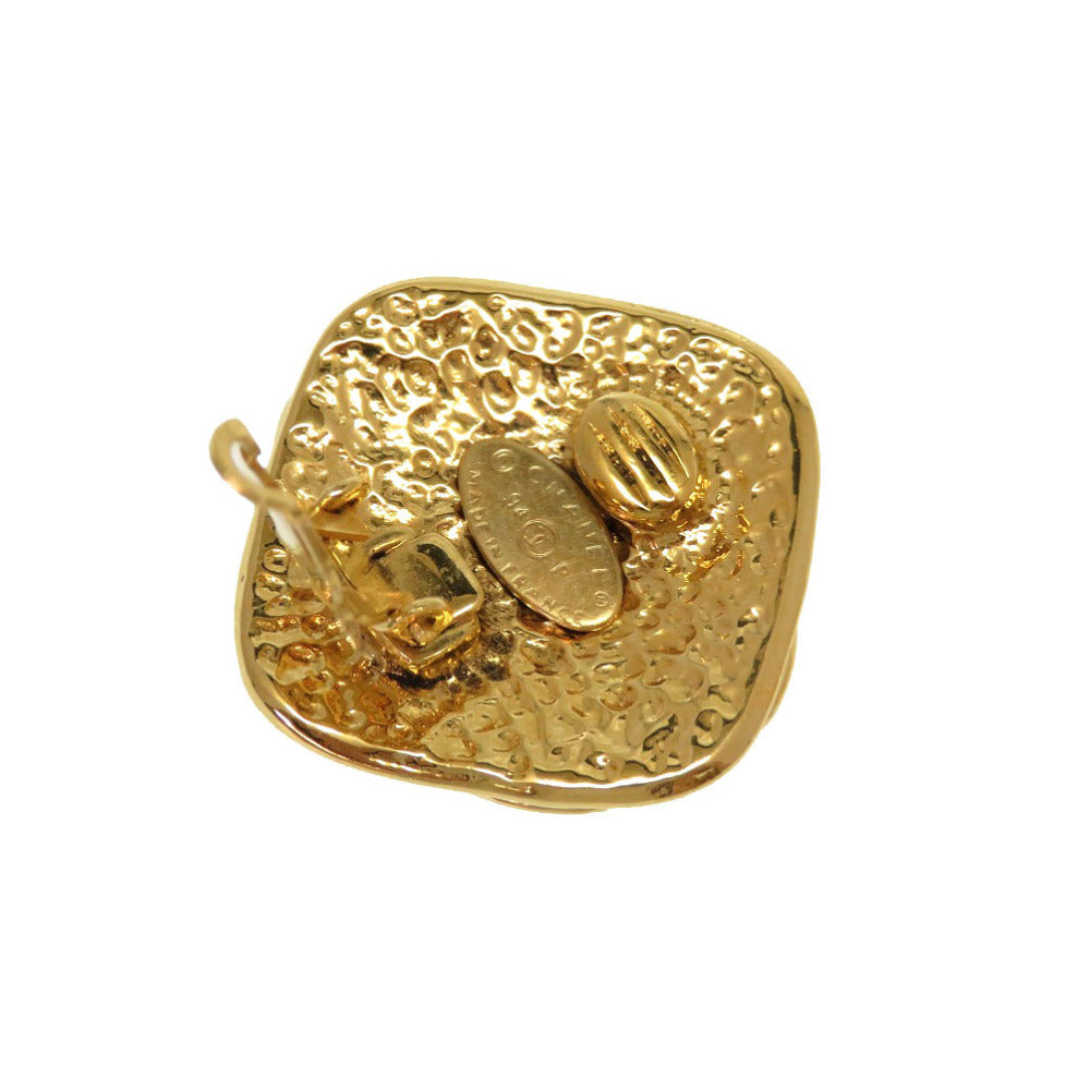 Chanel Vintage CC Hammered Lozenge Clip-On Earrings, Gold Tone, Spring 1994 (94P), with Box, view 4