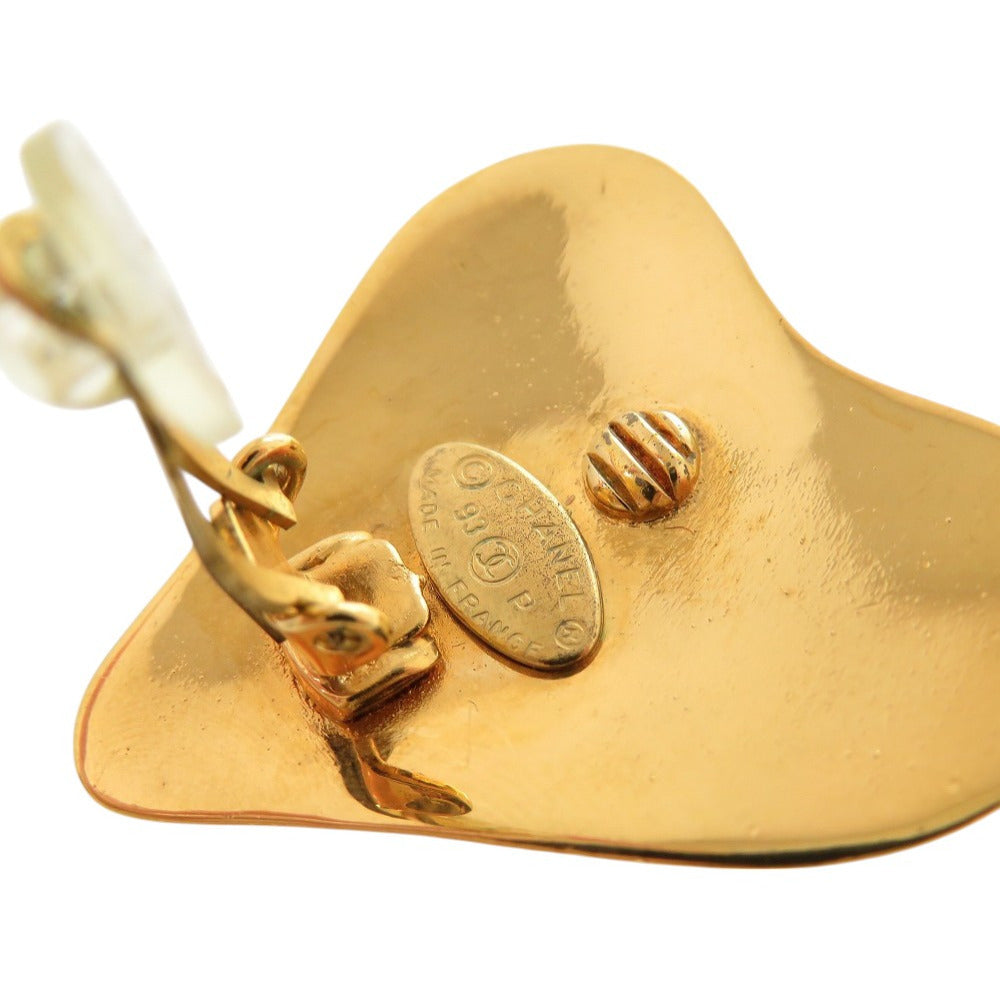 Chanel Vintage Heart Clip-On Earrings with Raised CC, Gold Tone, Spring 1993 (93P), with Box, view 4