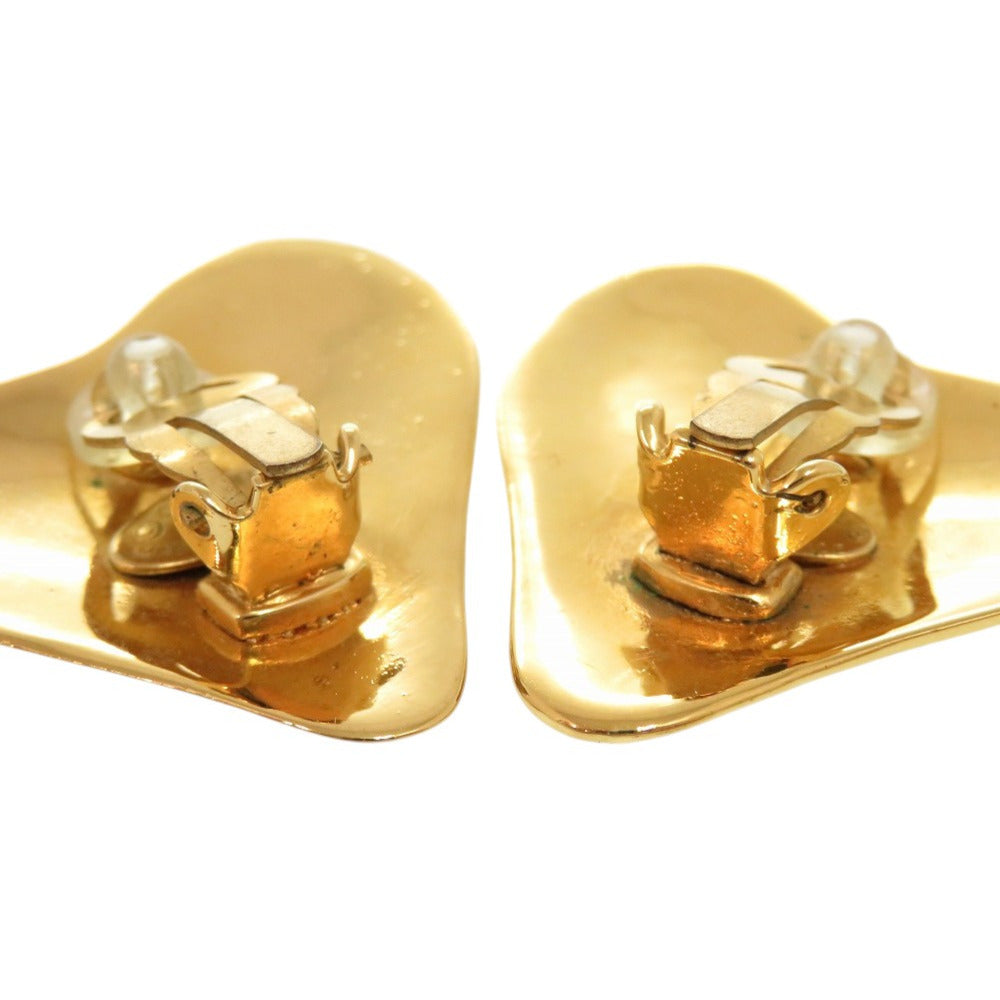Chanel Vintage Heart Clip-On Earrings with Raised CC, Gold Tone, Spring 1993 (93P), with Box, view 5